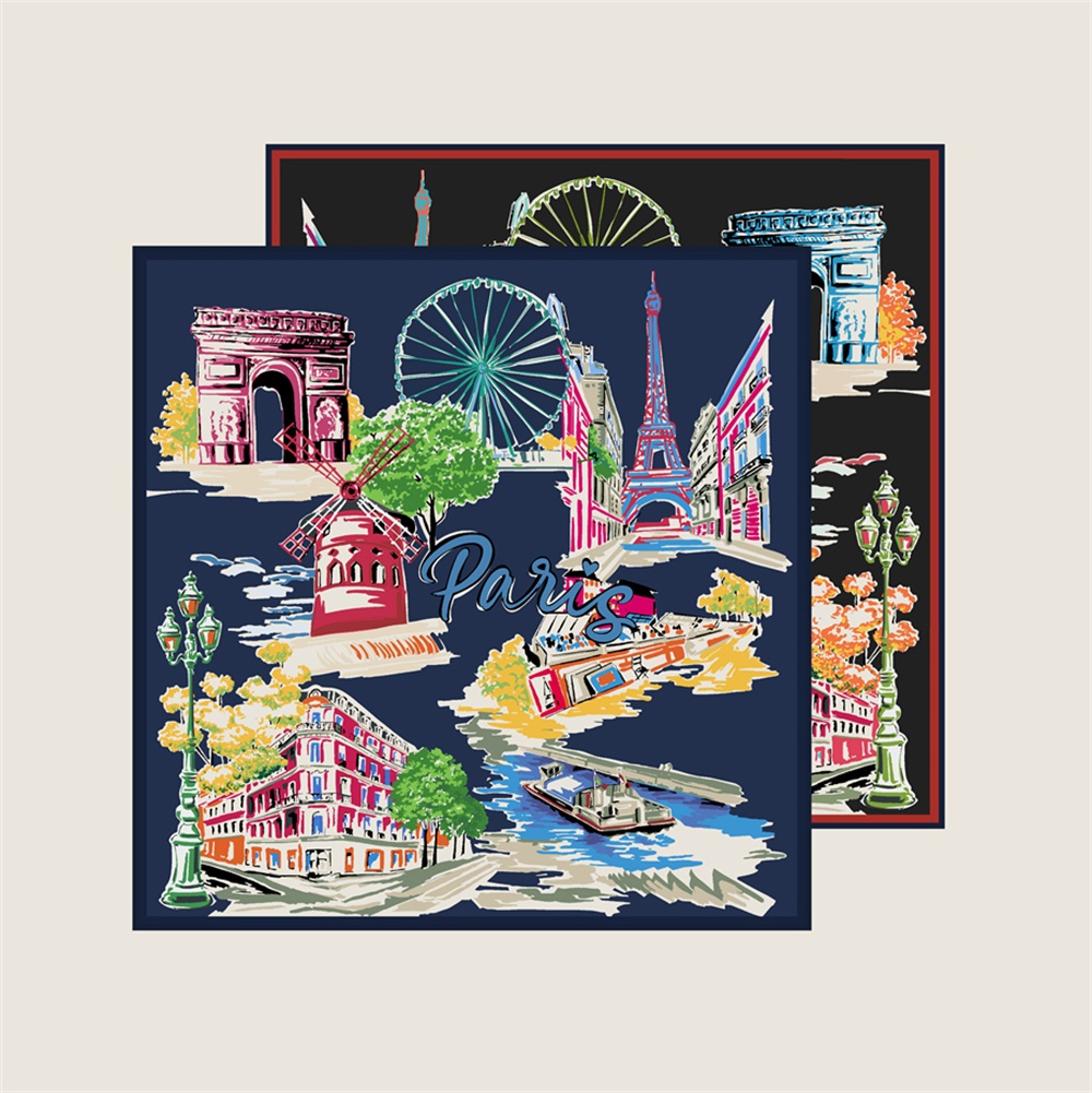 Scarf Silk Square - 90CMTwill Silk Scarf Women Double Print