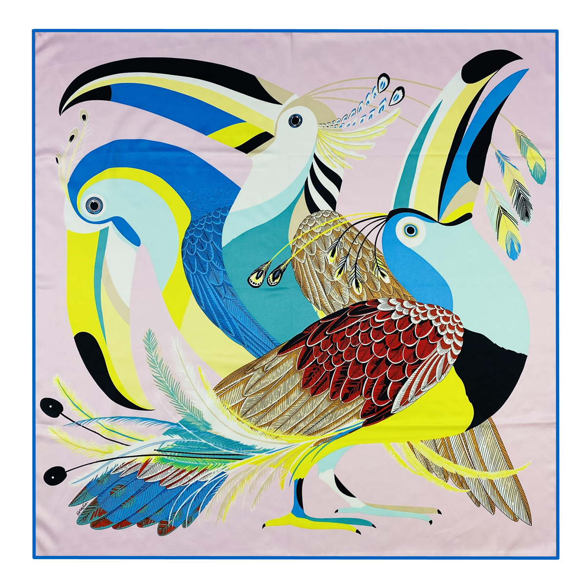 Scarf Silk Square - 90cm Luxury Parrot Twill Silk Brand