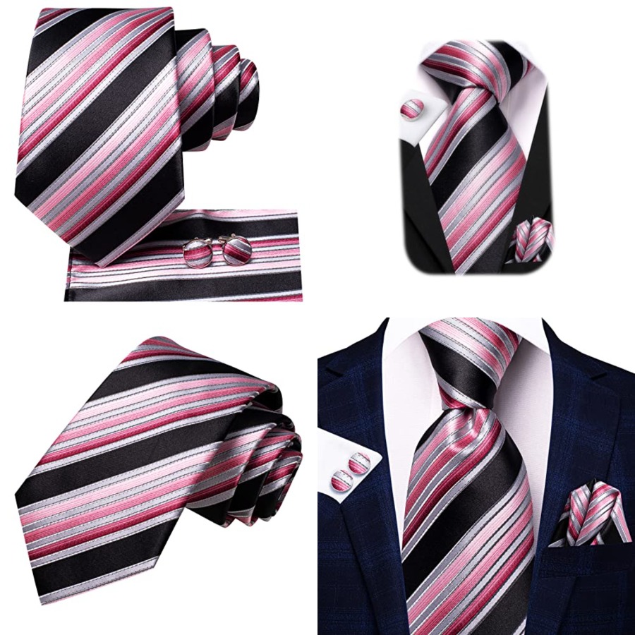 Men Ties Sets Silk Stripe Pais - Pocket Square Set recension och pris