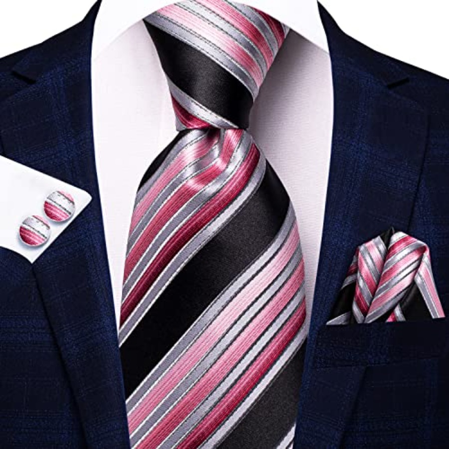 Men Ties Sets Silk Stripe Pais - Pocket Square Set recension och pris