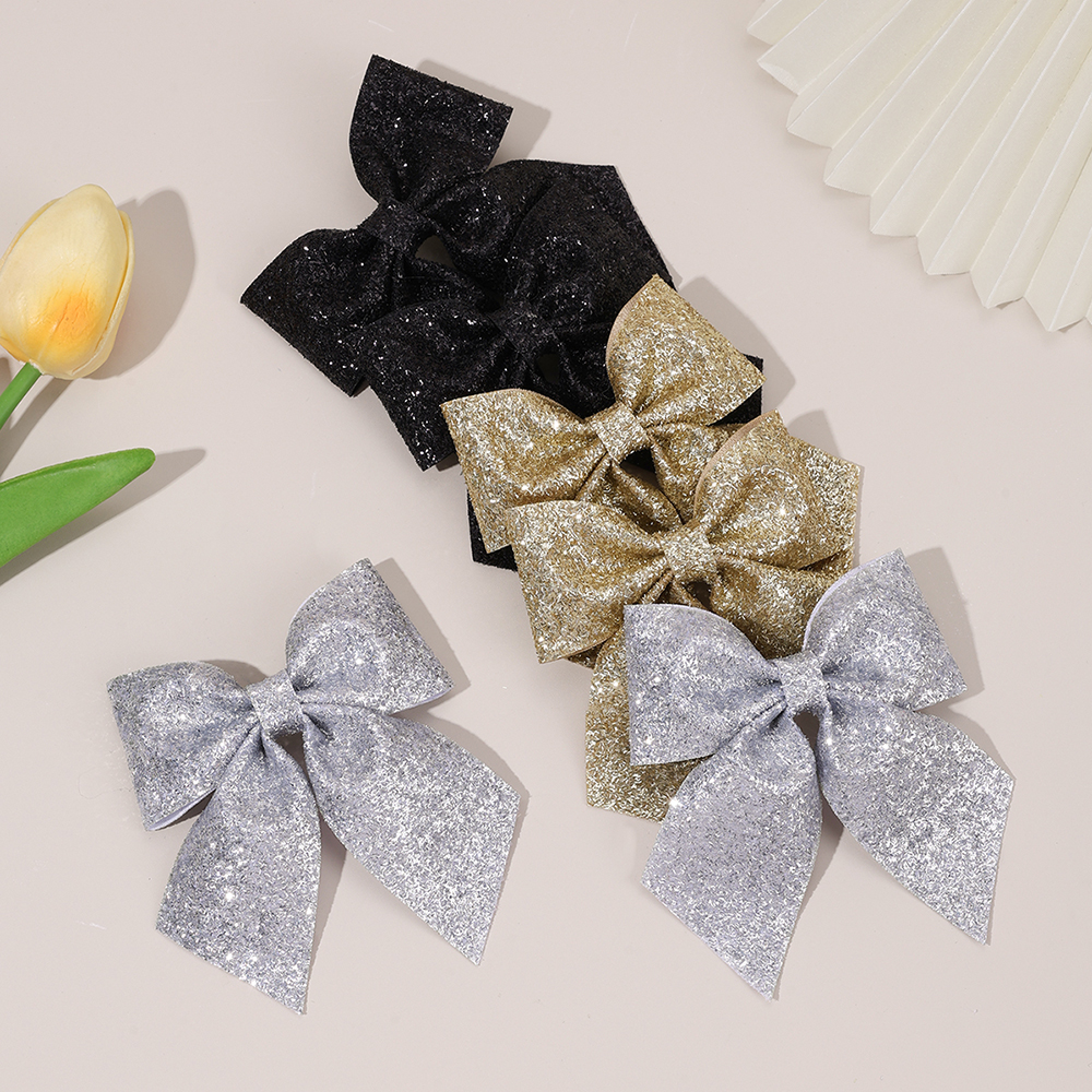 6Pcs Sparkling Bow Hair Clips  - Tie Clip Silver recension och pris
