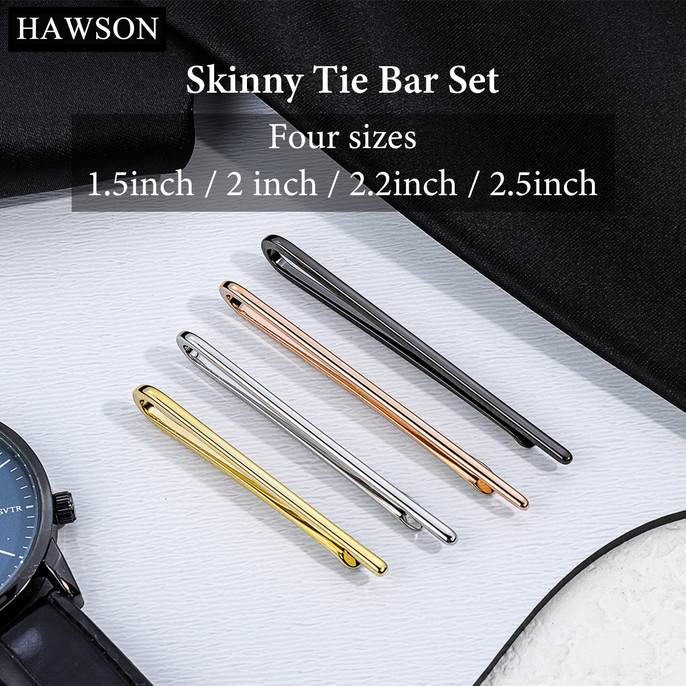 HAWSON Tie Clips for Men 4Pcs  - Tie Bar Set Gift recension och pris