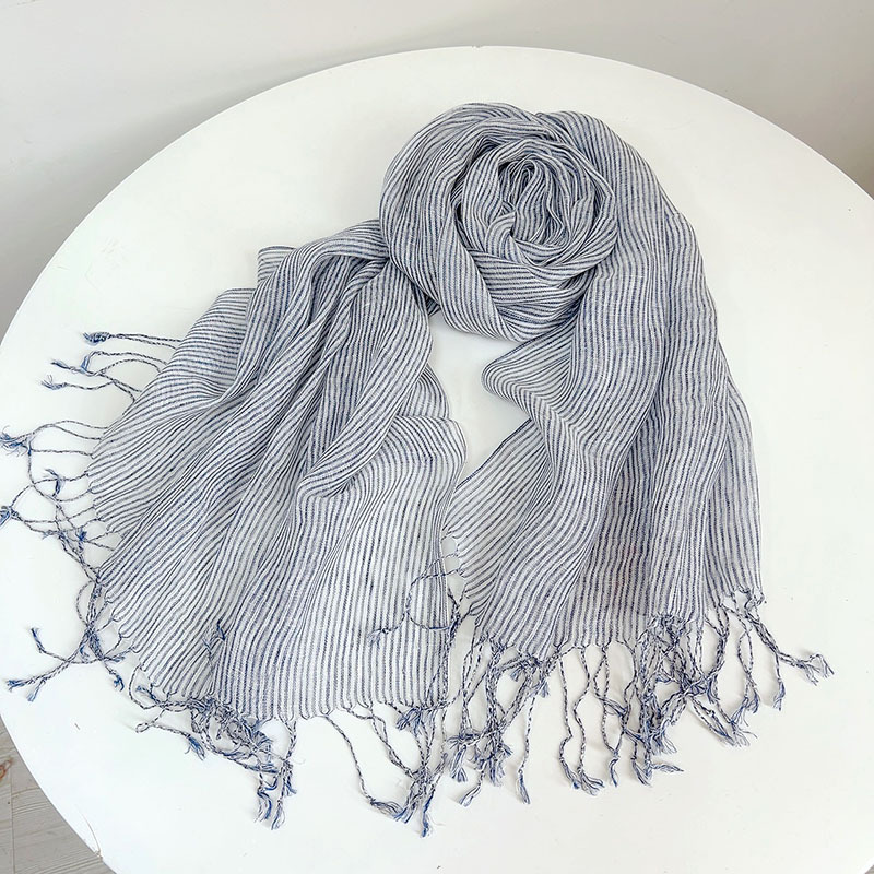 Retro Stripe 100% Linen scarf  - Ascot Neck Scarf recension och pris