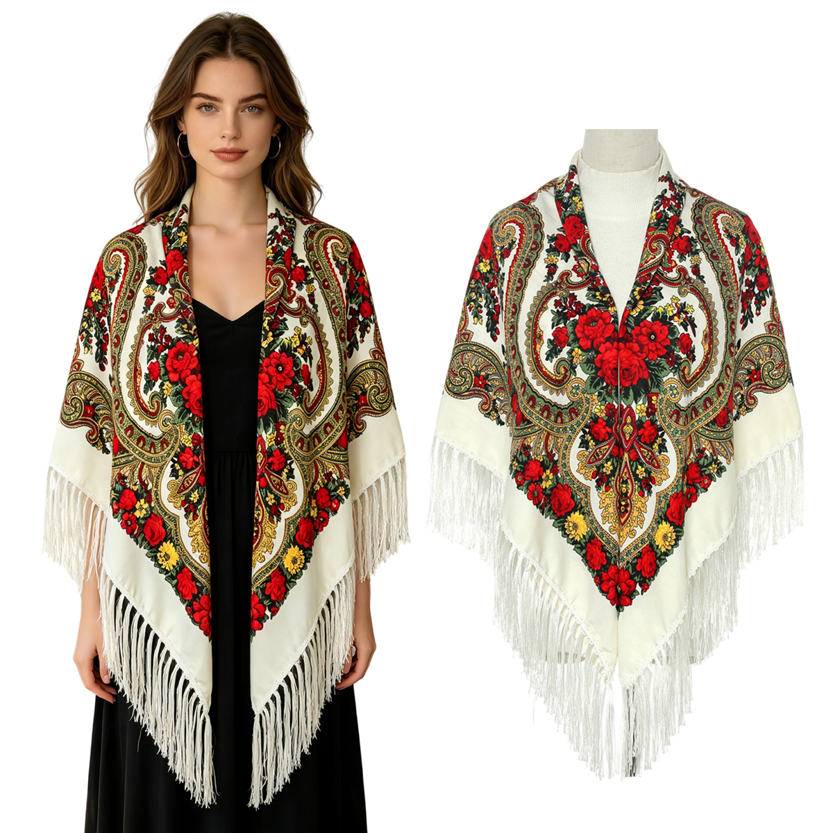 130cm New Russian Square Scarf - Woven Scarf Blanket recension och pris