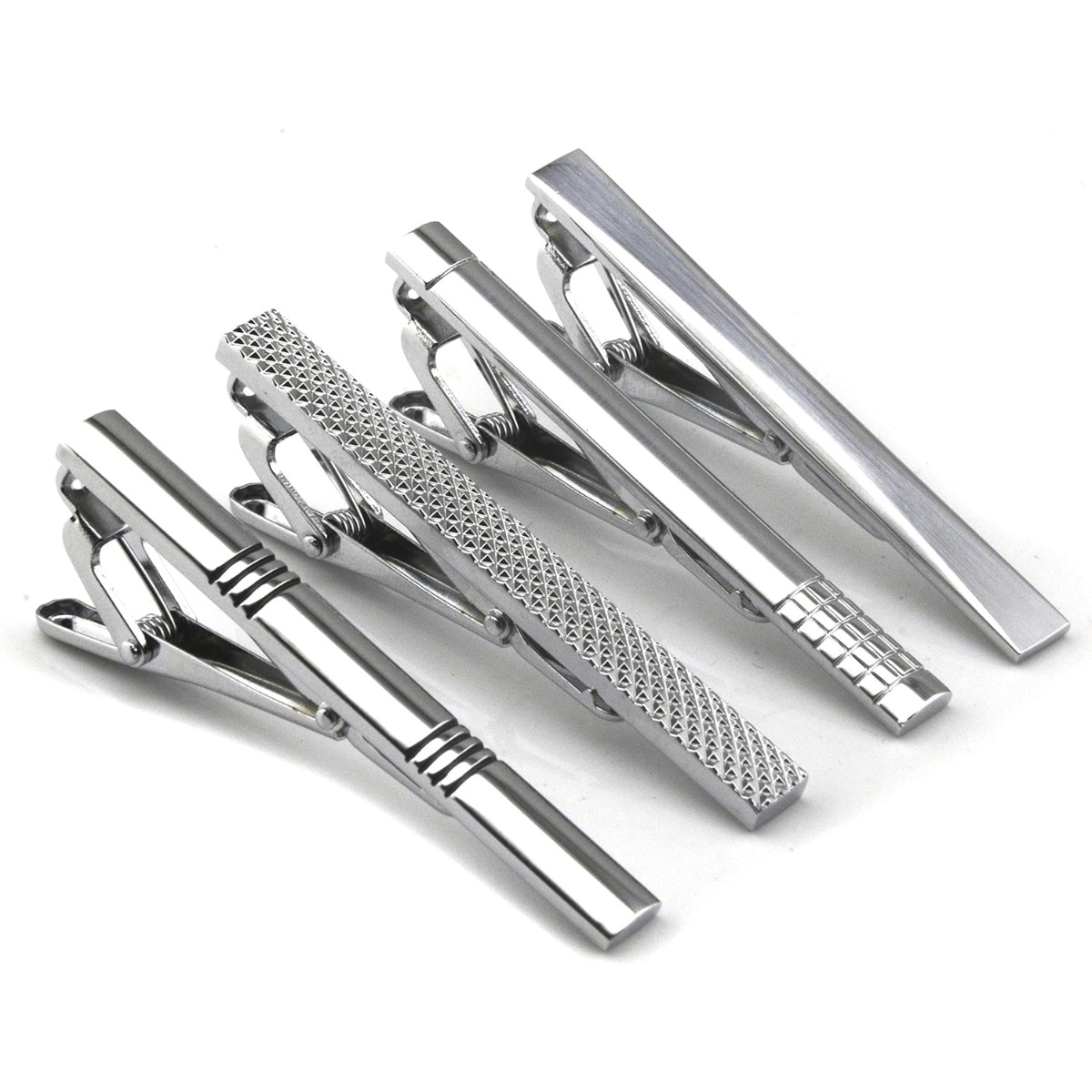 Set of 4 Silver Metal Necktie  - Tie Clip Silver recension och pris