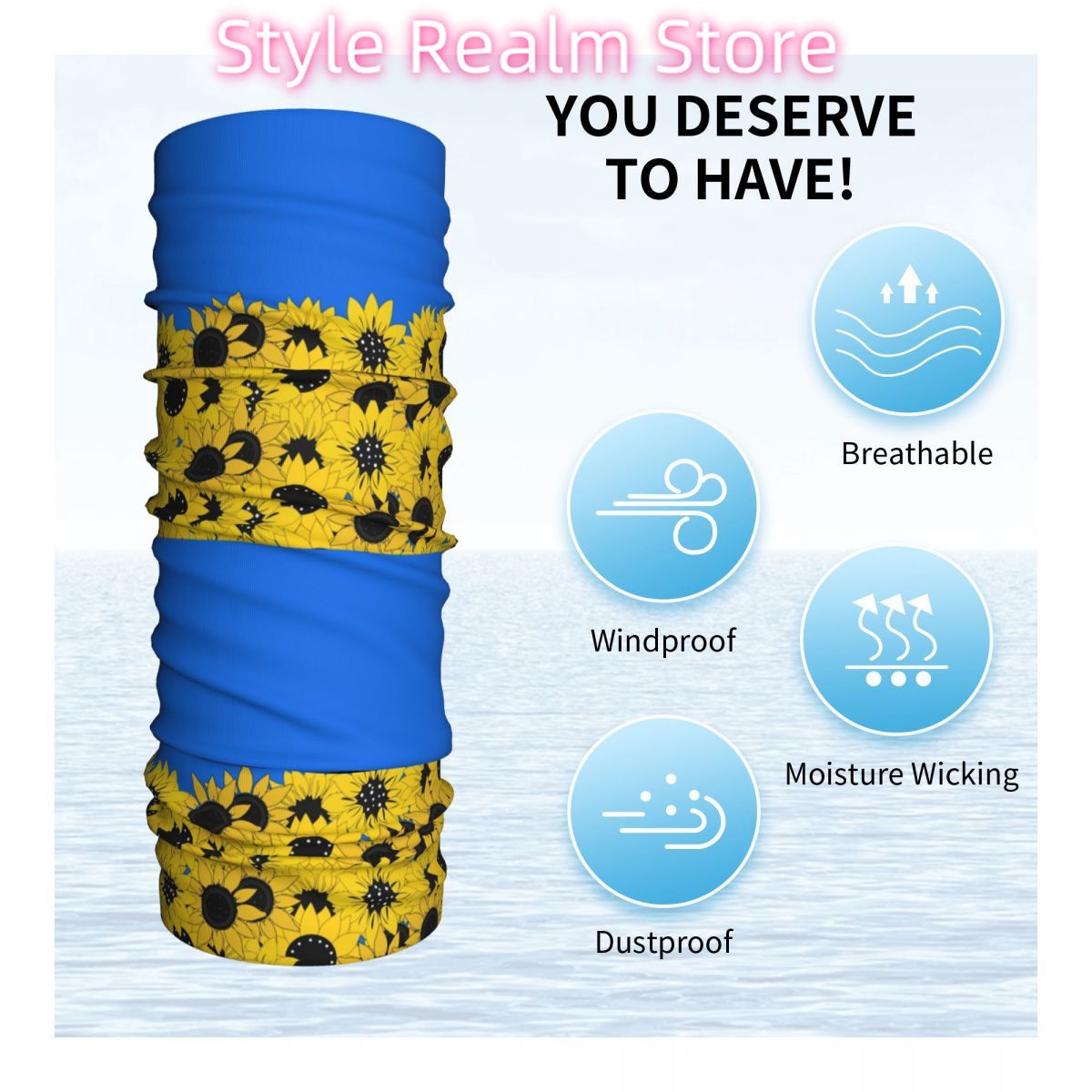 Blue Sunflower Printed Winter  - Neck Warmer Tube recension och pris