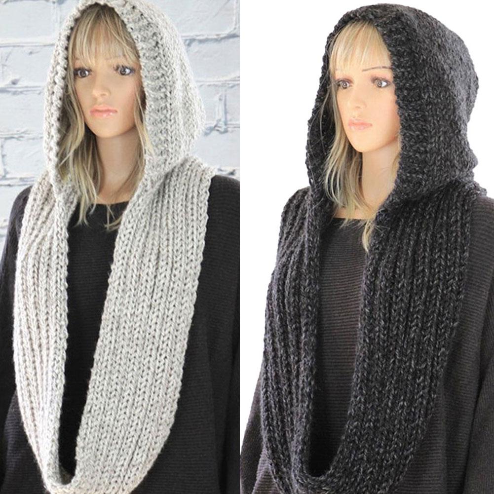 Knitted Hooded Scarf Winter Wo - Infinity Scarf Knit recension och pris