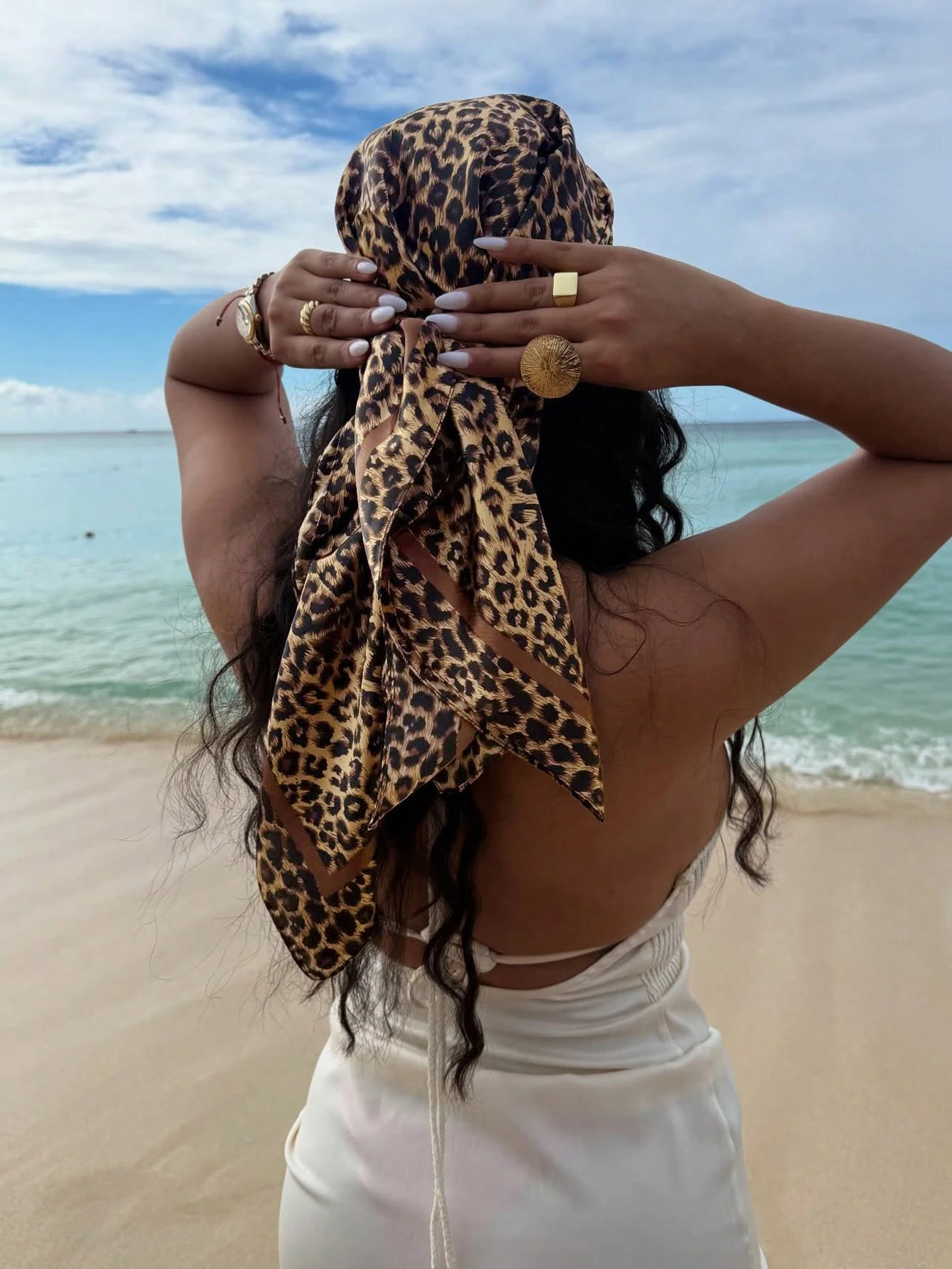 90cm Leopard Print Neckerchief - Head Wrap Turban recension och pris