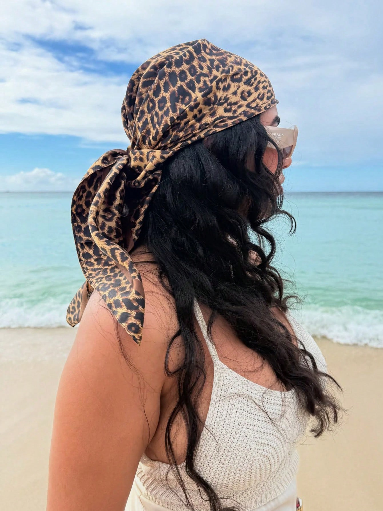 90cm Leopard Print Neckerchief - Head Wrap Turban recension och pris