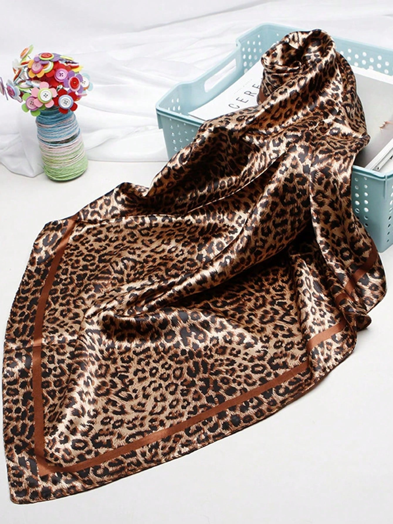 90cm Leopard Print Neckerchief - Head Wrap Turban recension och pris