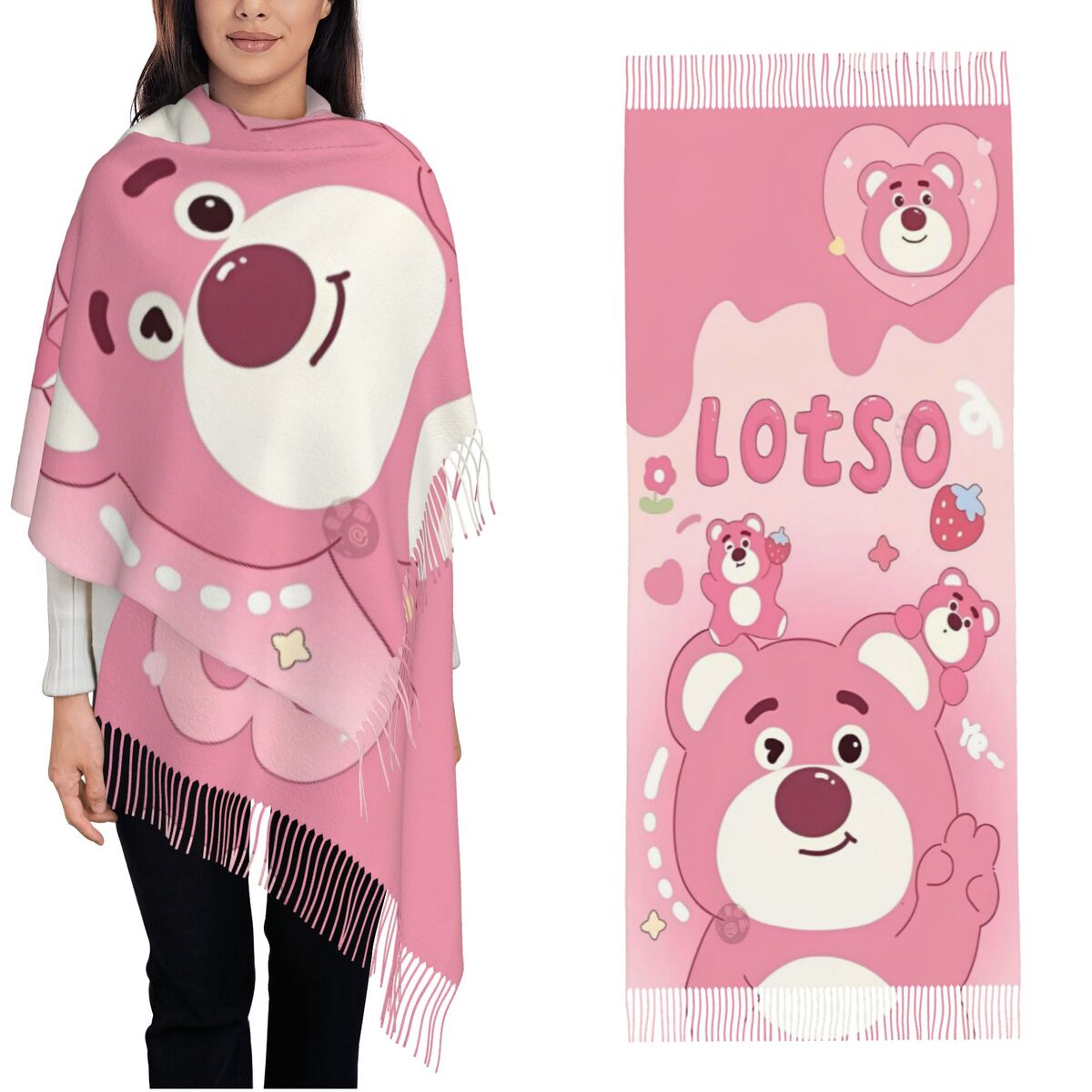 Lotso Pink Bear Women's Scarf  - Pashmina Wrap Large recension och pris
