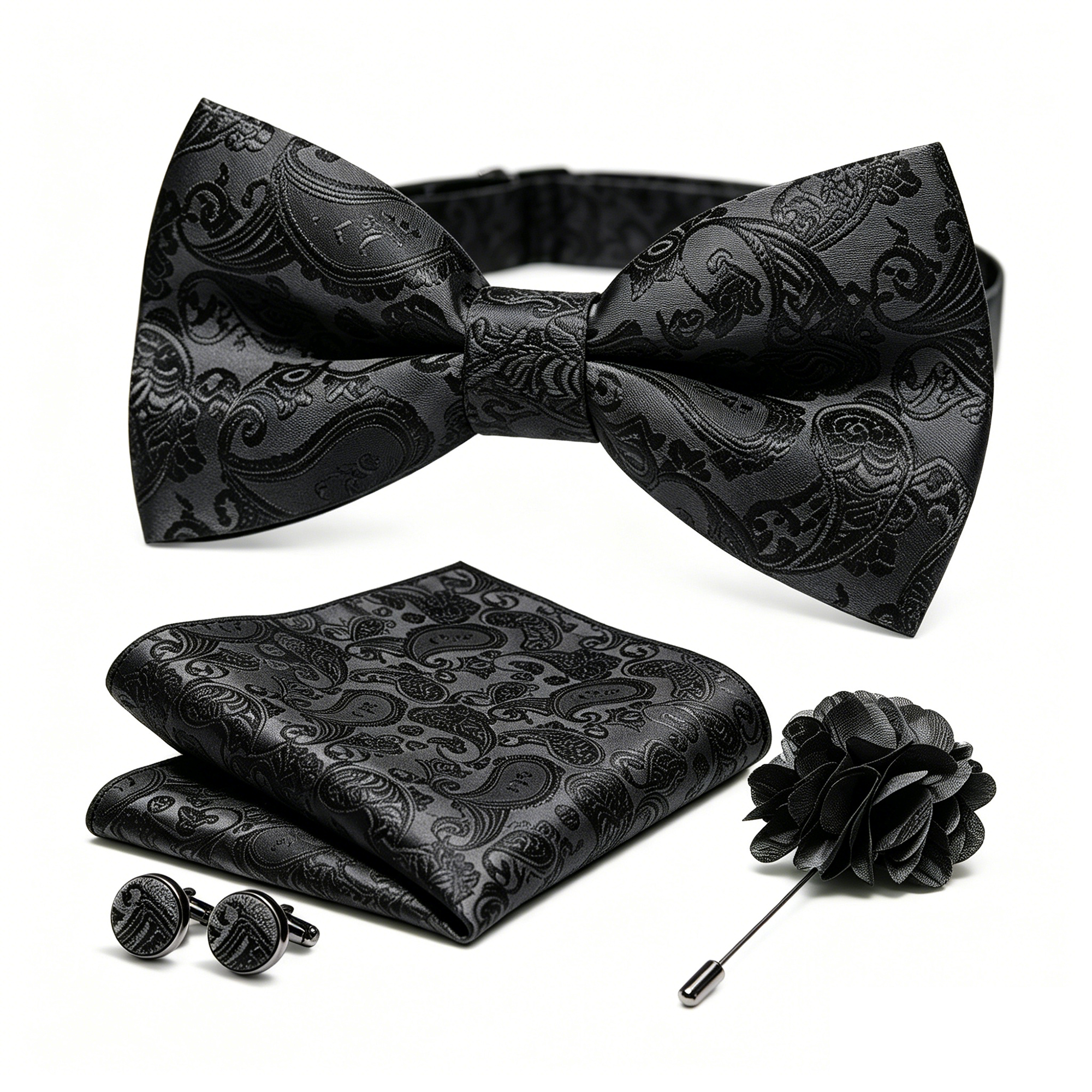 36pcs Black Silk Jacquard Pais - Bow Tie Pre Tied recension och pris