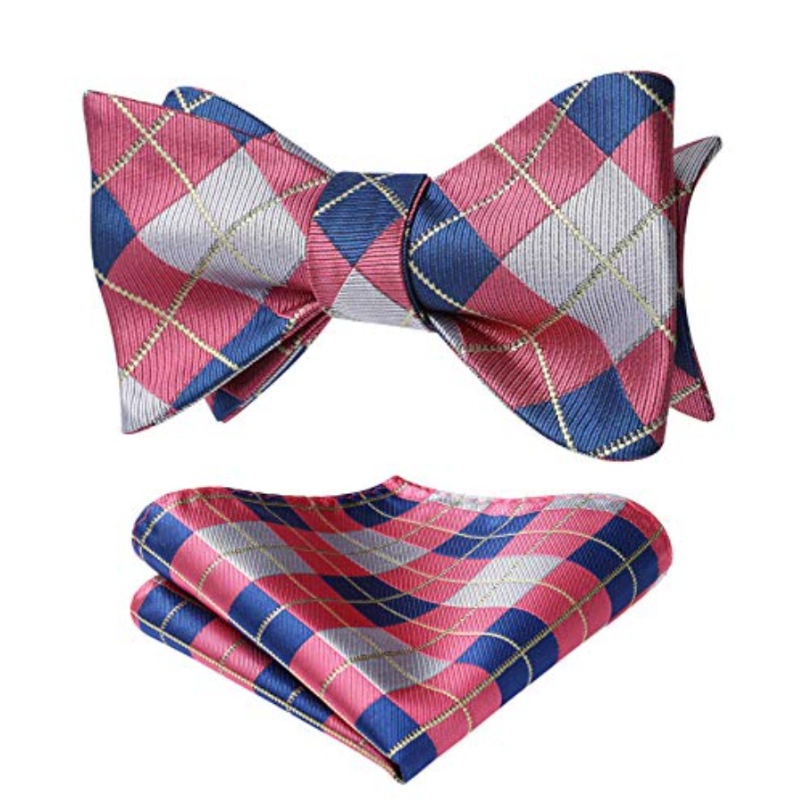 Bow Ties for Men Check Plaid S - Pocket Square Set recension och pris