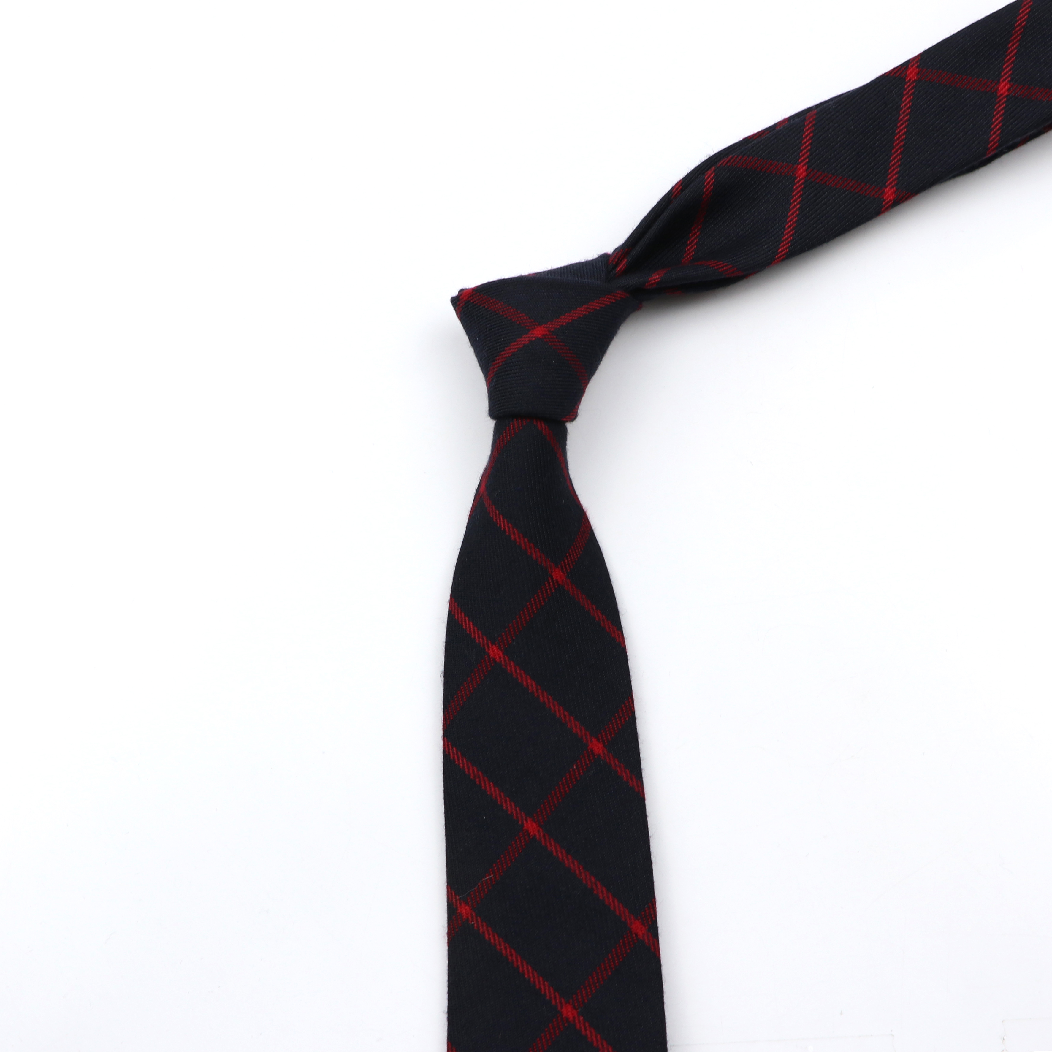 Classic Black Grey Plaid Cotto - Skinny Tie Men recension och pris