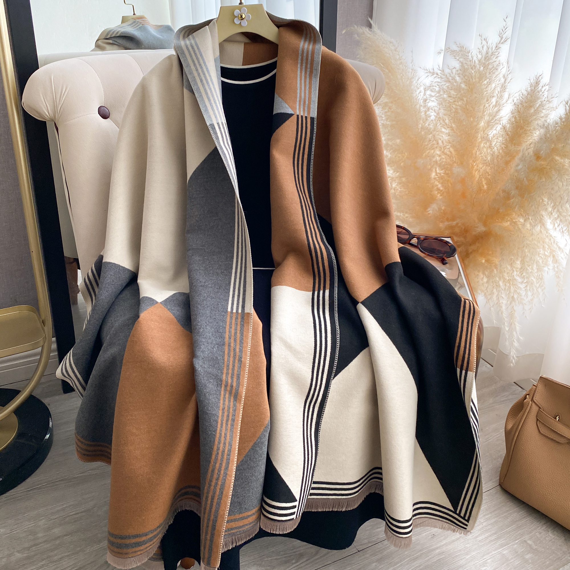 2025 Luxury Winter Cashmere Sc - Woven Scarf Blanket recension och pris