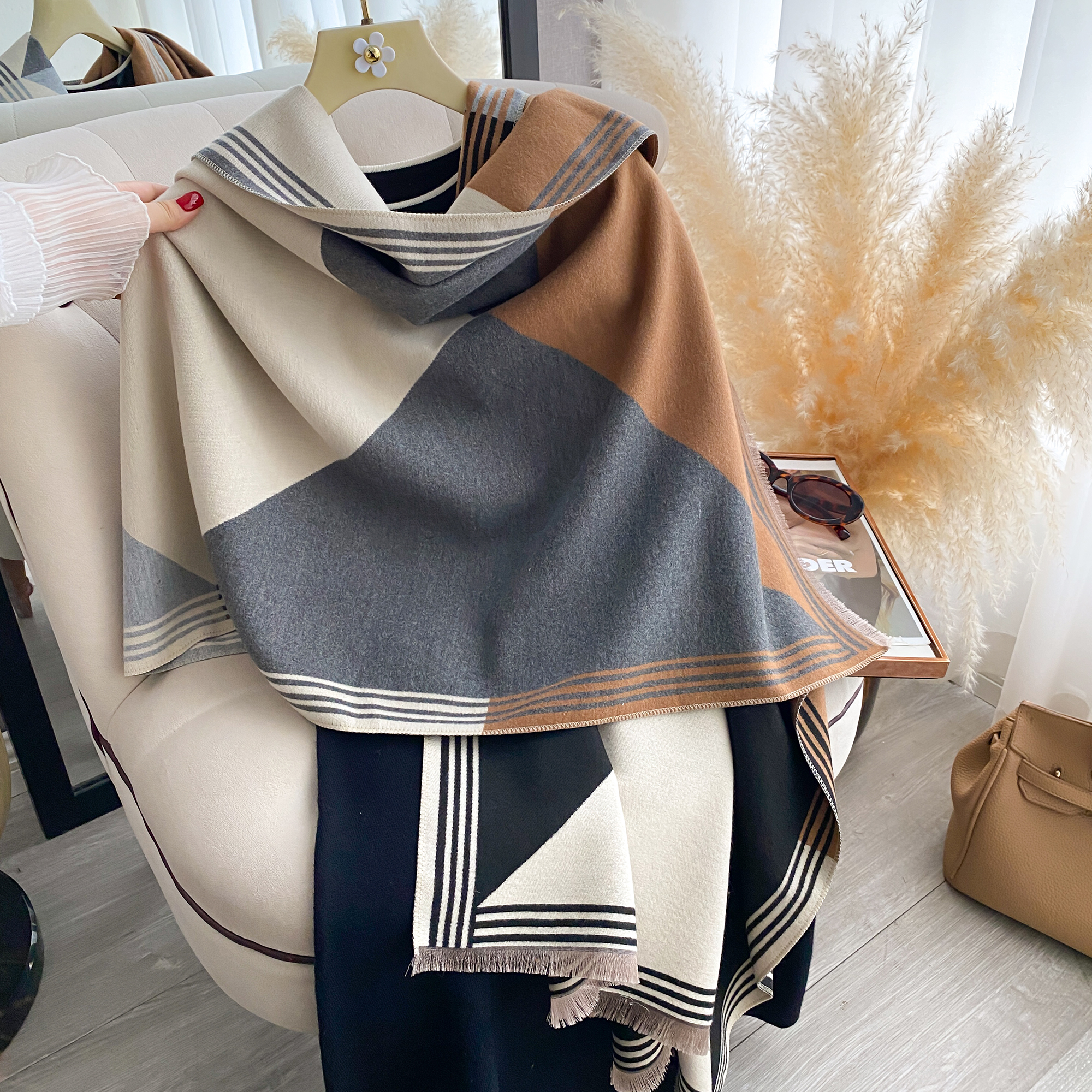 2025 Luxury Winter Cashmere Sc - Woven Scarf Blanket recension och pris