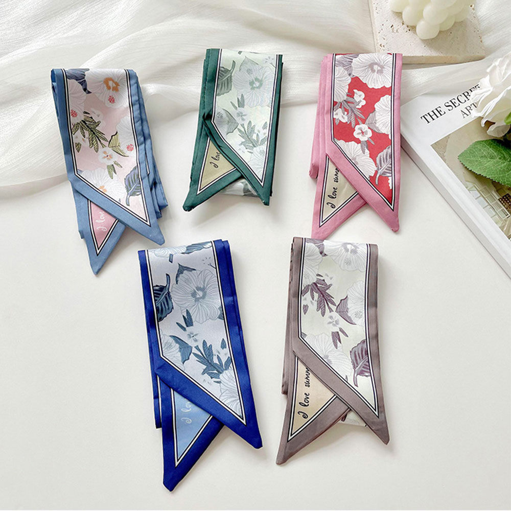 Floral Silk Satin Scarf Narrow - Ascot Neck Scarf recension och pris