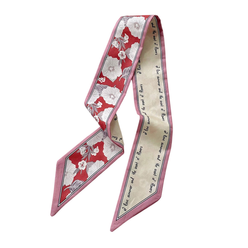 Floral Silk Satin Scarf Narrow - Ascot Neck Scarf recension och pris