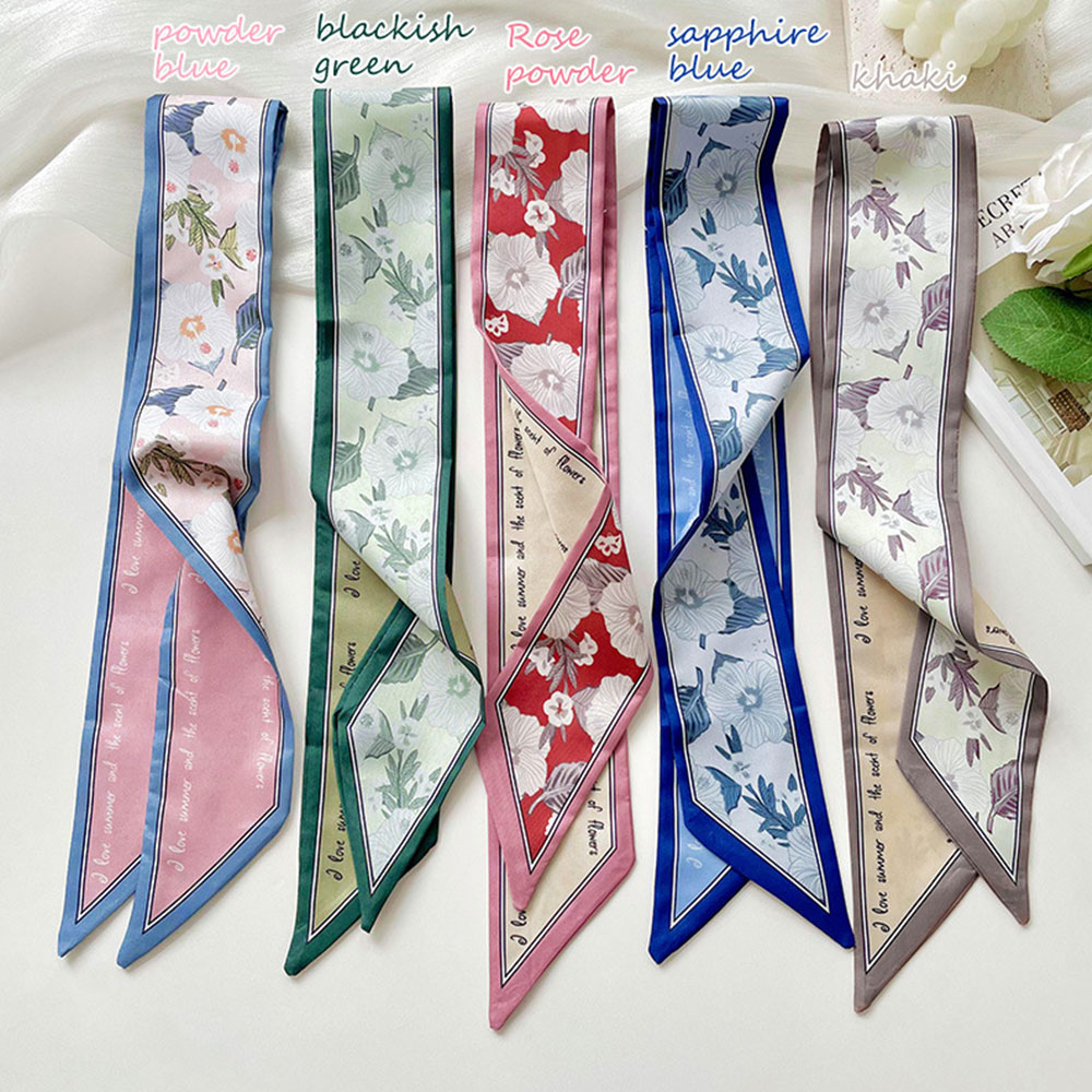 Floral Silk Satin Scarf Narrow - Ascot Neck Scarf recension och pris