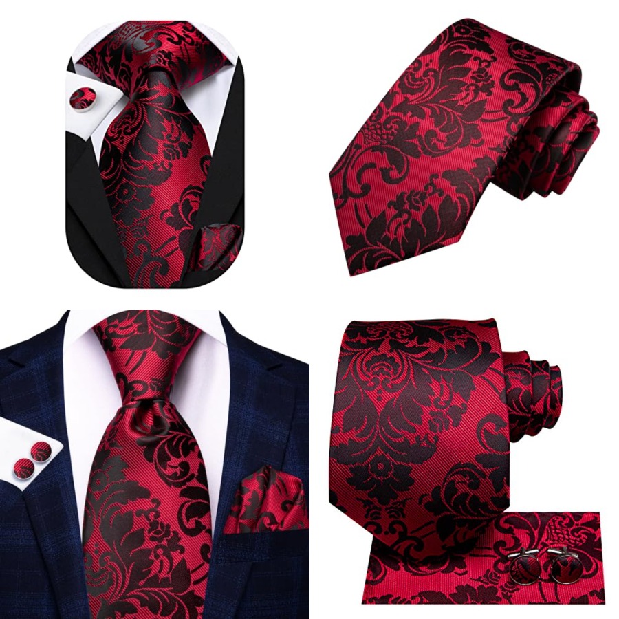 Silk Ties for Men Plaid Paisle - Pocket Square Set recension och pris