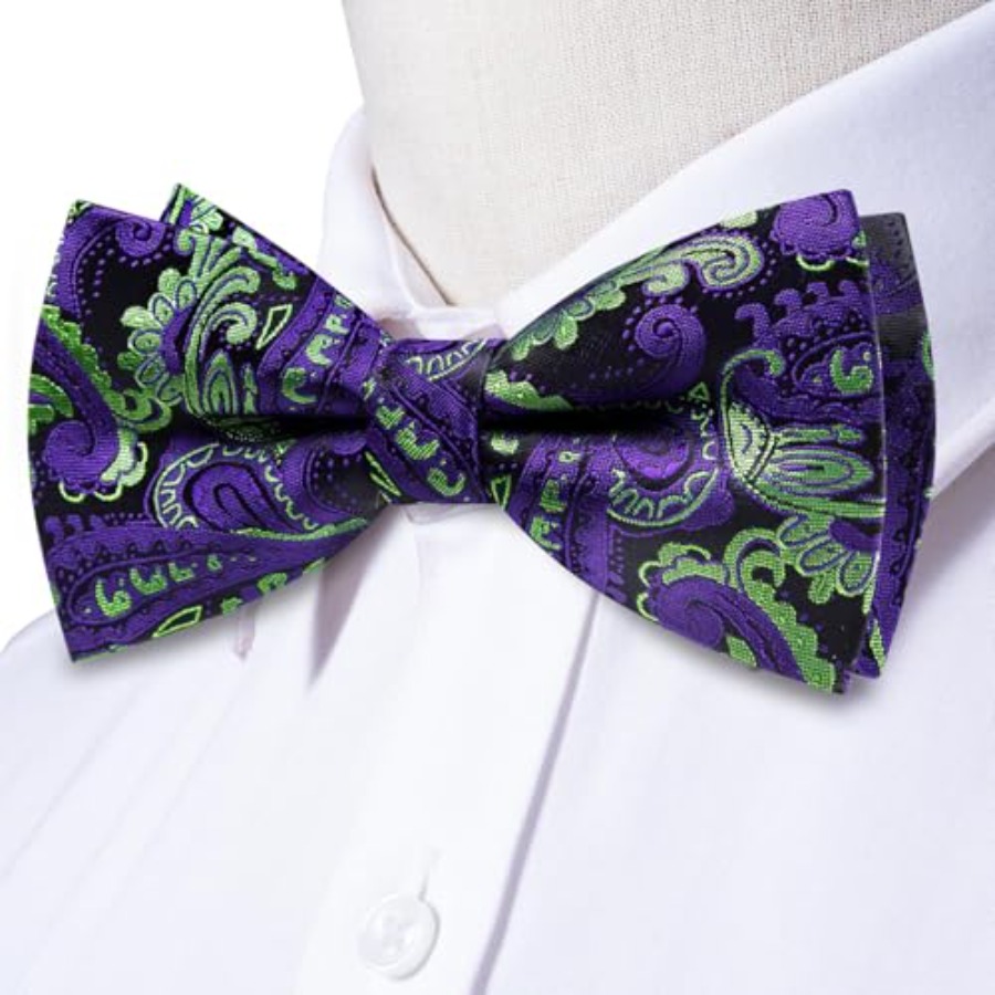 Mens Paisley Striped Bowtie Se - Pocket Square Set recension och pris