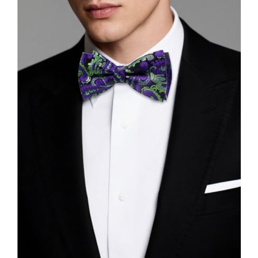 Mens Paisley Striped Bowtie Se - Pocket Square Set recension och pris