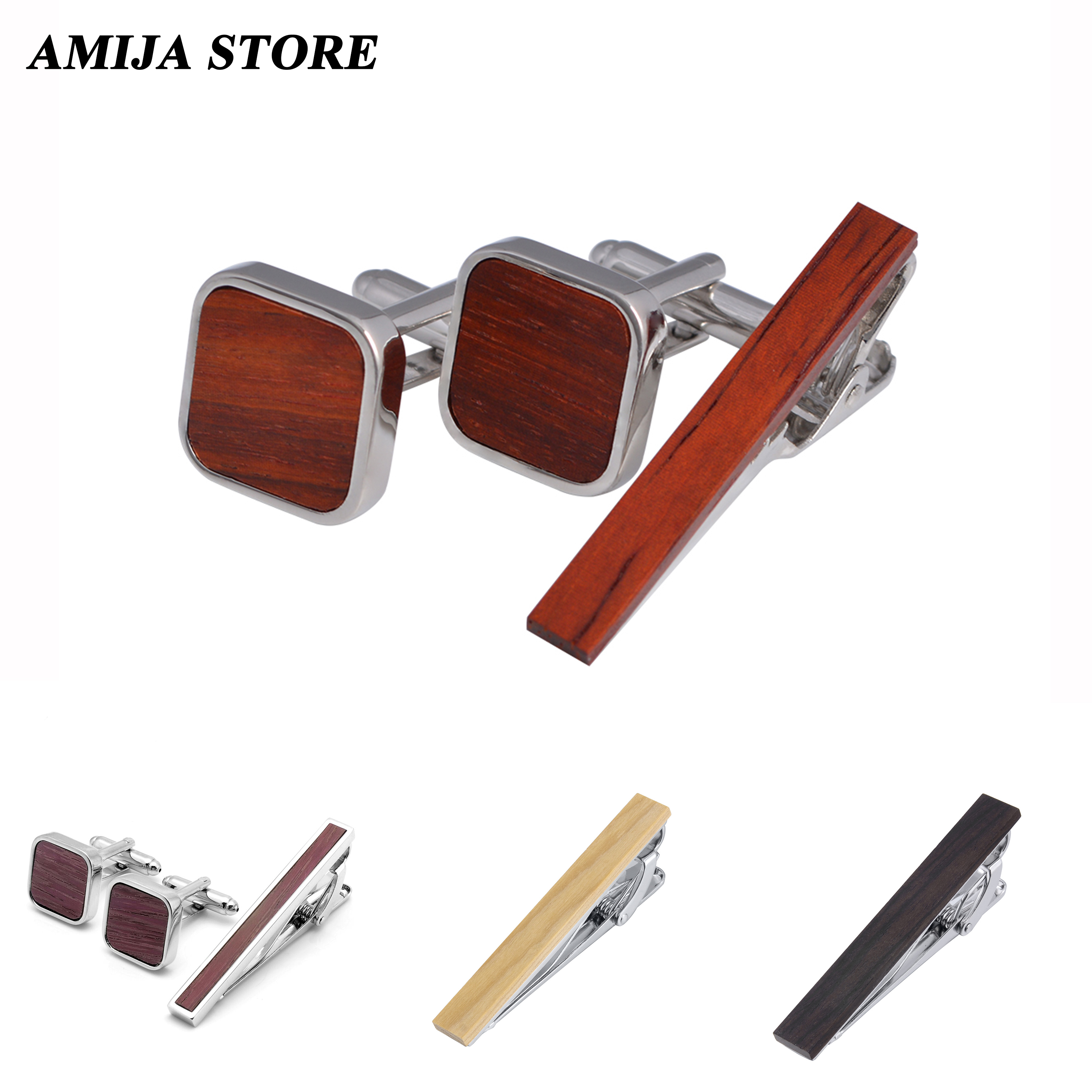 High Quality Wooden Cufflinks  - Tie Bar Set Gift recension och pris