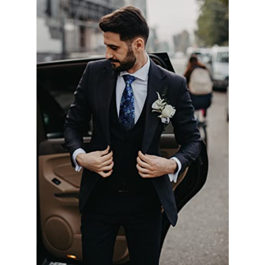 Men Floral Ties Woven Classic  - Pocket Square Set recension och pris