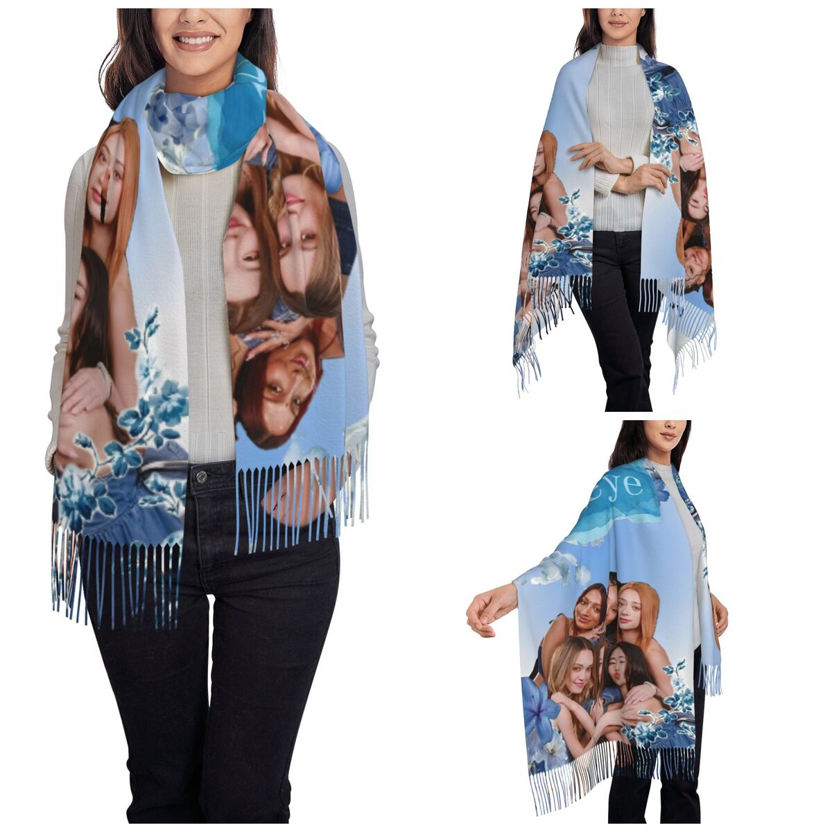 Katseye Kpop Scarf for Women W - Pashmina Wrap Large recension och pris