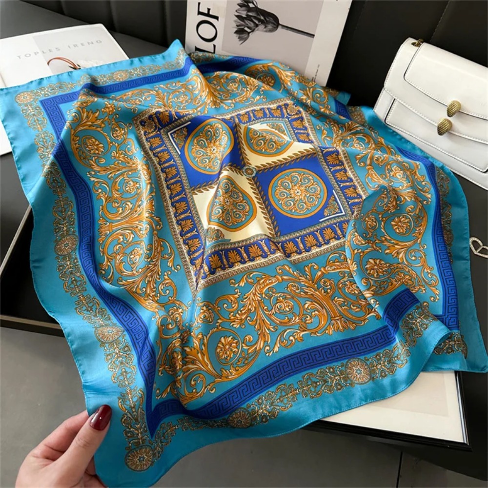 Women 70x70cm Printed Silk Pas - Ascot Neck Scarf recension och pris