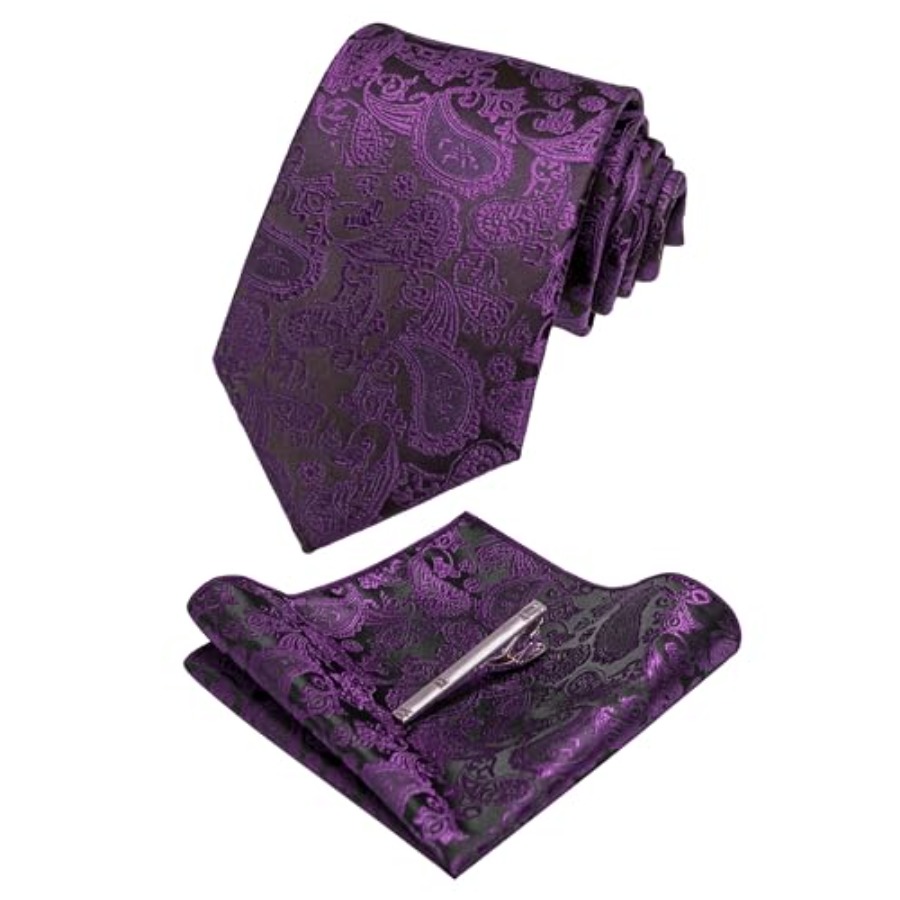 Mens Solid Color Paisley Neckt - Pocket Square Set recension och pris