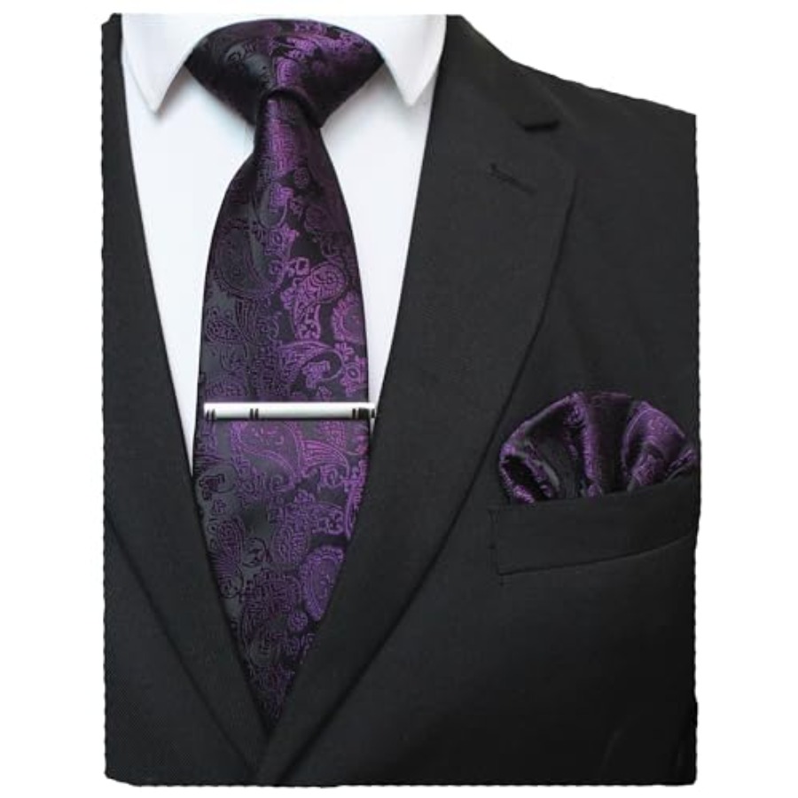 Mens Solid Color Paisley Neckt - Pocket Square Set recension och pris